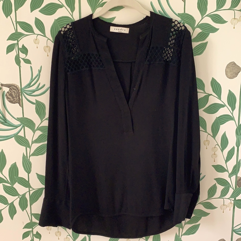 Sandro black long sleeve top